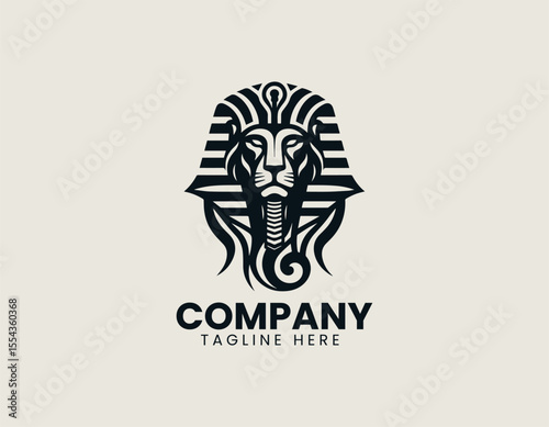 Majestic Lion Pharaoh Ancient Egyptian King Royal Power Vector Logo Design