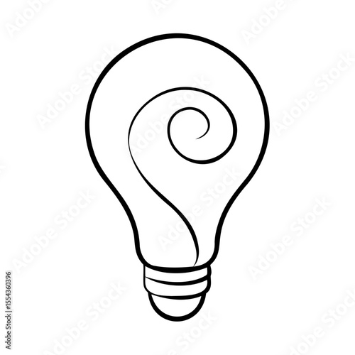 Line art lightbulb with a spiral filament on background idea concept vector
