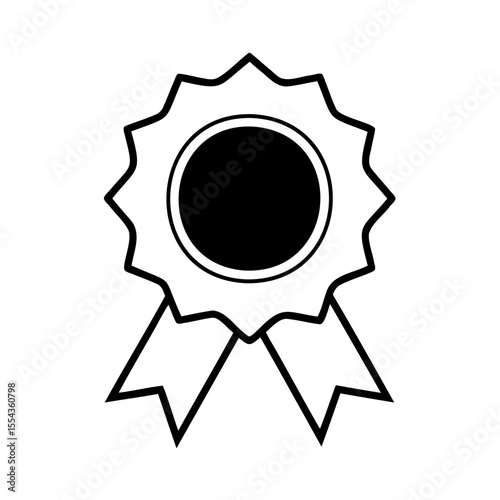 Award badge with ribbon circular center on a background line art rosette circle