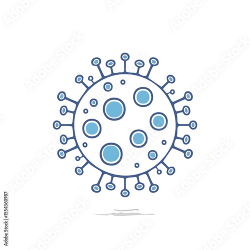 Virus Logo in Bold Line Vector Style Flat Modern Design Isolated on White

