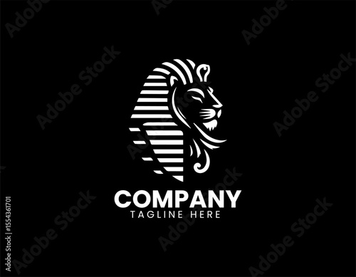 Majestic Lion Pharaoh Ancient Egyptian King Royal Power Vector Logo Design