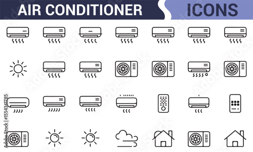 Air Flow and Temperature Control Icons for HVAC, Technology, and Home Applications