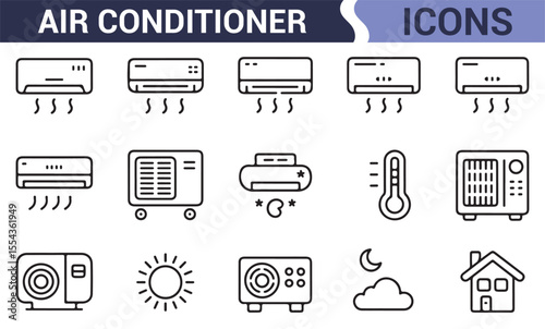 Set of Air Conditioning Icons for Business, Tech, and Home Design