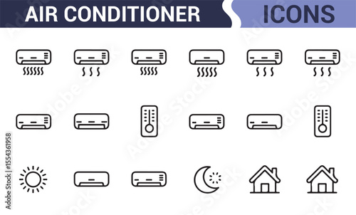 Set of Air Conditioning Icons for Business, Tech, and Home Design