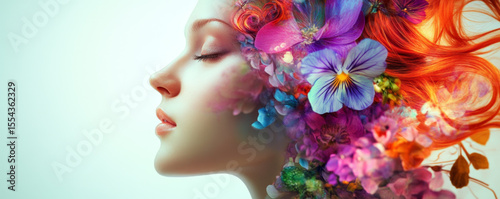 Woman with Floral Headpiece in Dramatic Lighting