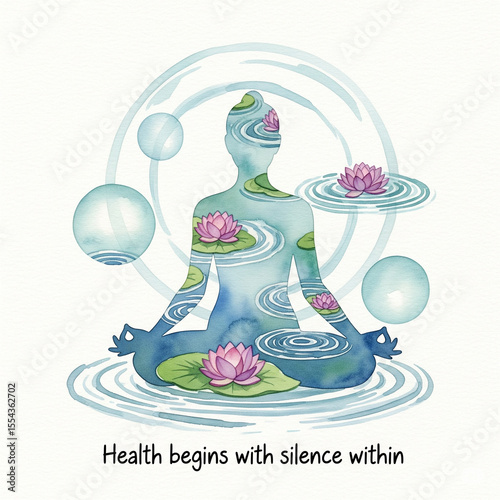 Person meditation nature lotus water health