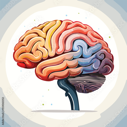 Colorful illustration of a human brain, showcasing its various lobes and structures in detail.