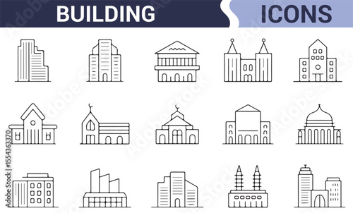 Minimalist Building Symbols for Urban, City, and Architecture Applications