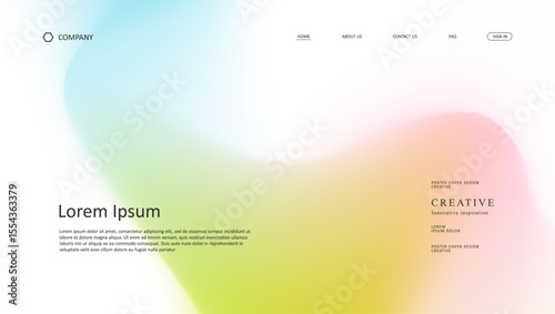 Abstract wave futuristic design of landing page. retro gradient mesh website design