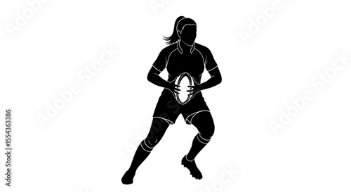 Female rugby player holding a ball 