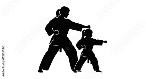  mother and daughter practicing martial arts together, showcasing strength and determination