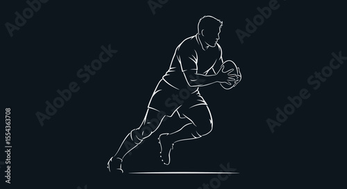 Rugby player in action on dark