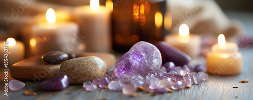 Crystals and Candlelight in Relaxing Setup