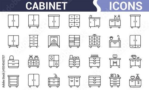 Set of Modern Cabinet Designs for Digital and Graphic Furniture Projects
