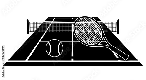 Tennis ball with racket on the tennis court