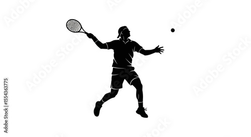 Tennis player serving in the match