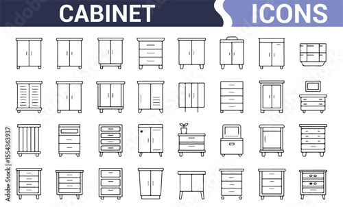 Home Cabinet Icons Collection for Home Decor and Interior Design Use