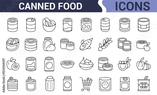 Simple Vector Canned Food Icons – Isolated Packaged Goods

