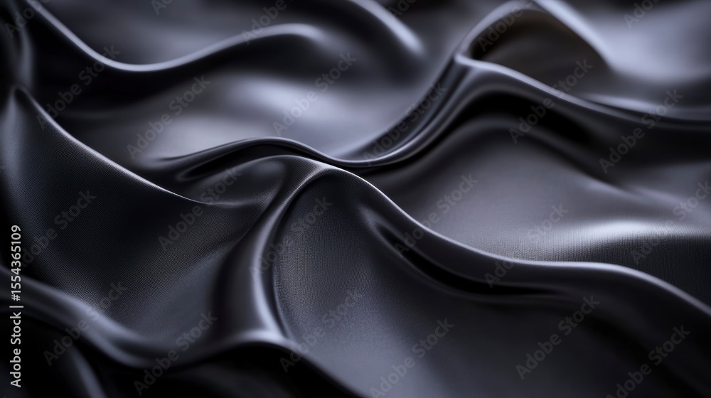 Obraz premium Abstract dark grey silk fabric with elegant folds and waves.