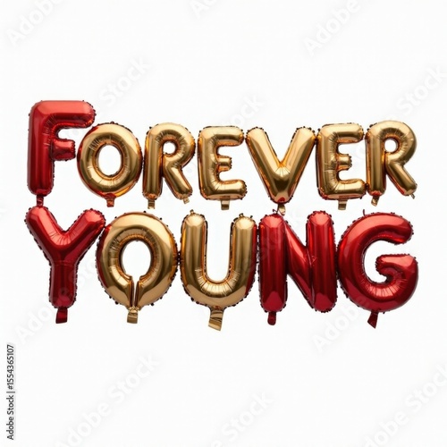 Forever Young: Red & Gold Foil Balloons - Party Decorations, Birthday, Youthful Branding