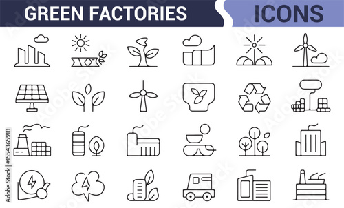 Solar power and renewable energy symbols for green industrial solutions.