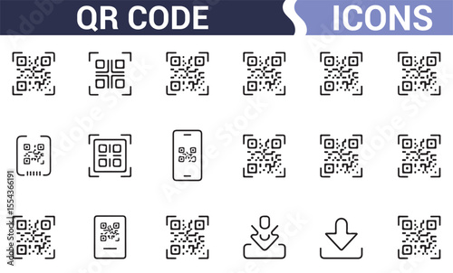 Collection of vector QR code designs for electronic commerce and digital interaction.