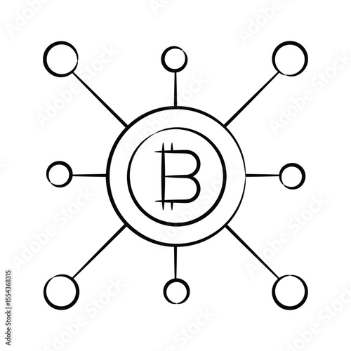 Easy to use hand drawn style icon of bitcoin network nodes