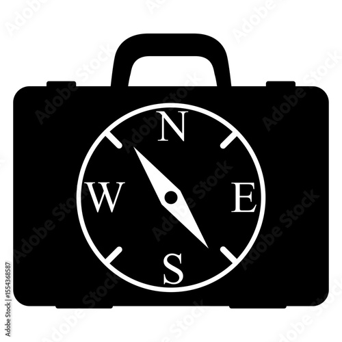 Logo viajes. Icono silueta de maletín con brujula