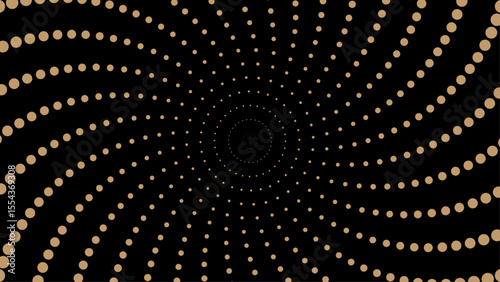Abstract brown dot spiral pattern forming a vortex on a black background. Ideal for backgrounds, optical illusion designs, or science fiction themes.