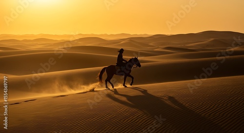 Desert Rider Sunset Silhouette