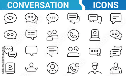 Vector icons showcasing conversation, messaging, and call symbols for communication tools.