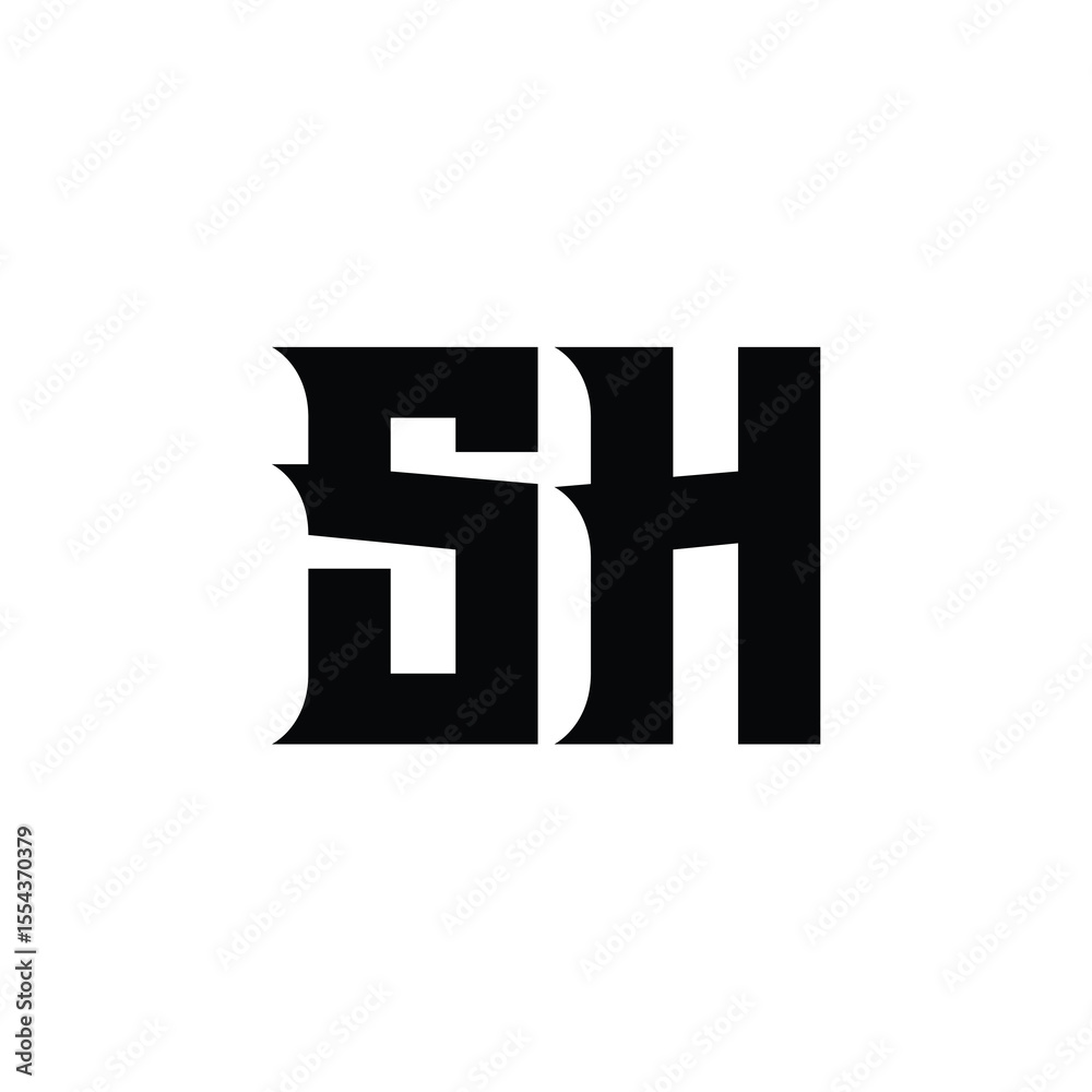 Obraz premium SH monogram logo design letter text name symbol monochrome logotype alphabet character simple logo
