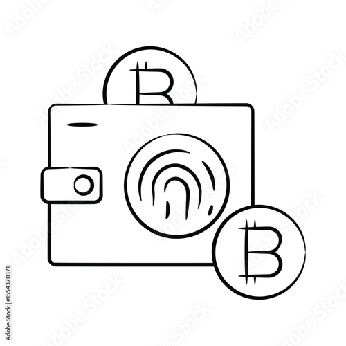Check out handy hand drawn icon of bitcoin biometric