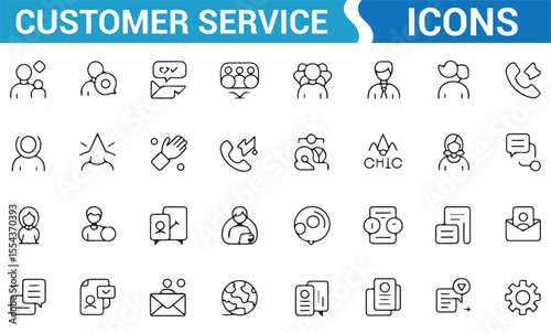 Customer care icons representing service requests, feedback, and service desk solutions.