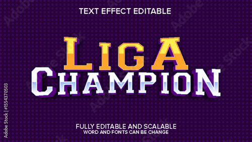 liga champion text effect vector editable