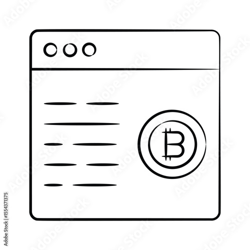 A handy hand drawn style icon showing bitcoin website