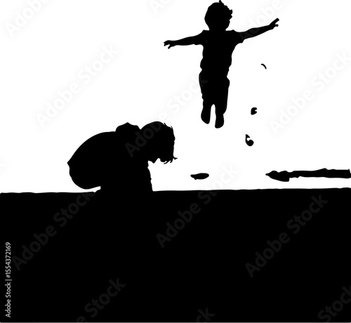 silhouette of a girl jumping