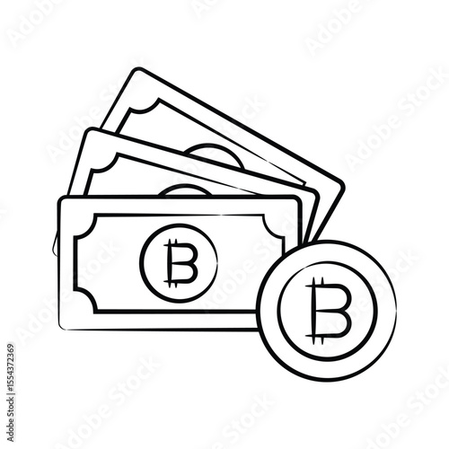 Get this handy hand drawn style icon of bitcoin banknotes