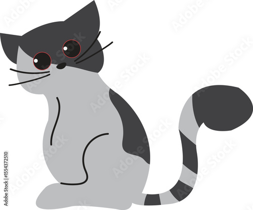 Monochrome Spotted Cat with Bright Eyes - International Cat Day Graphic