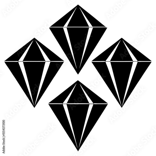Four black diamond shapes arranged in a diamond pattern on white background