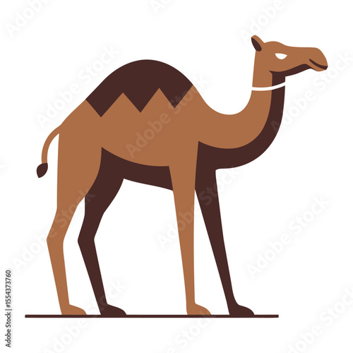 Illustration of a cartoon camel depicted with angular shapes and a distinctive hump