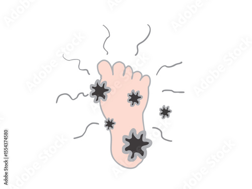 An illustration of the soles of the feet being unsanitary and smelly