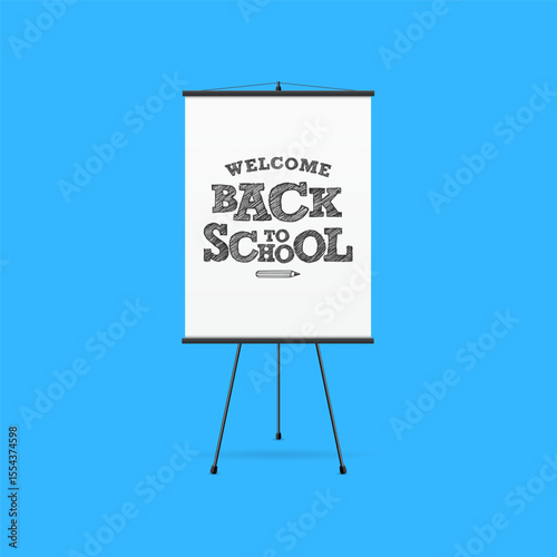Back to School Flip Chart Mockup with Blue Background