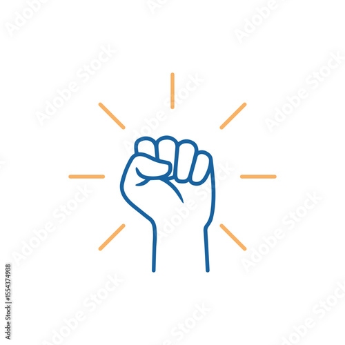 Hand closed. Fist Icon. Vector trendy thin line icon illustration design for protests, strength, success, achievement, willpower.