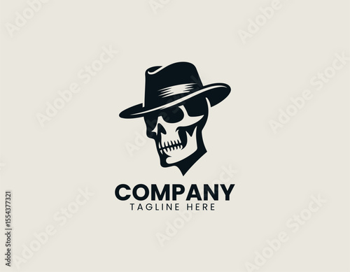 Iconic Skull With Hat Classic Edgy Design Timeless Rebel Vector Logo