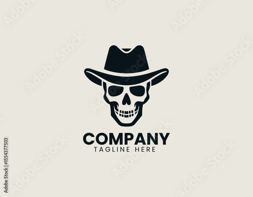 Iconic Skull With Hat Classic Edgy Design Timeless Rebel Vector Logo