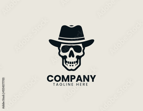 Iconic Skull With Hat Classic Edgy Design Timeless Rebel Vector Logo