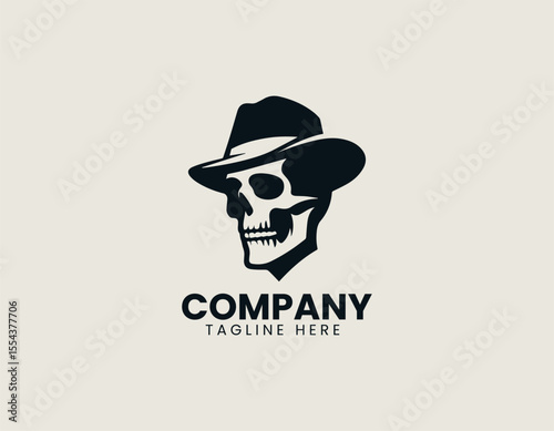Iconic Skull With Hat Classic Edgy Design Timeless Rebel Vector Logo