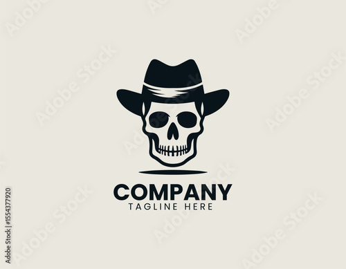 Iconic Skull With Hat Classic Edgy Design Timeless Rebel Vector Logo