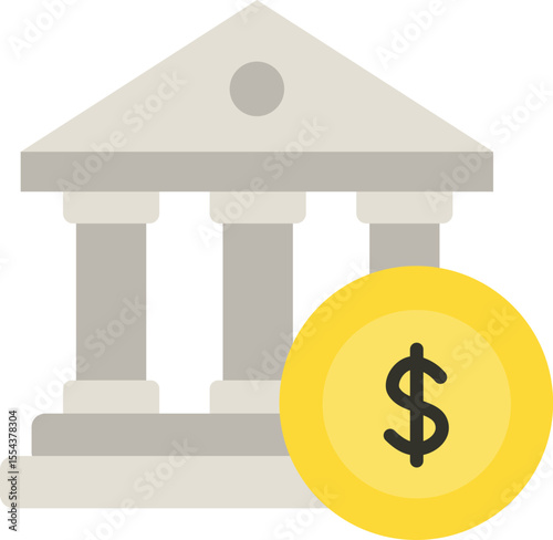 Bank icon. Finance, banking, investments, money, commercial real estate concepts.